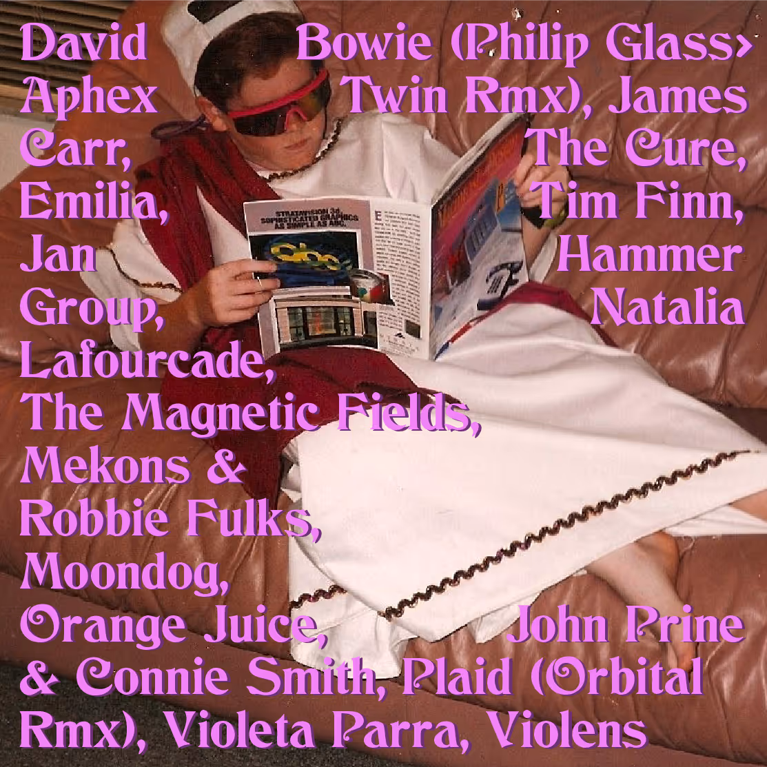 A cover to a mix made by Michael Lahey. There are song titles over  an image of young Michael Lahey in a toga.