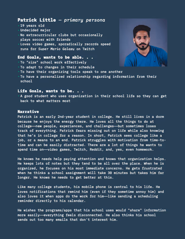 An image from a single page persona for Patrick Little.