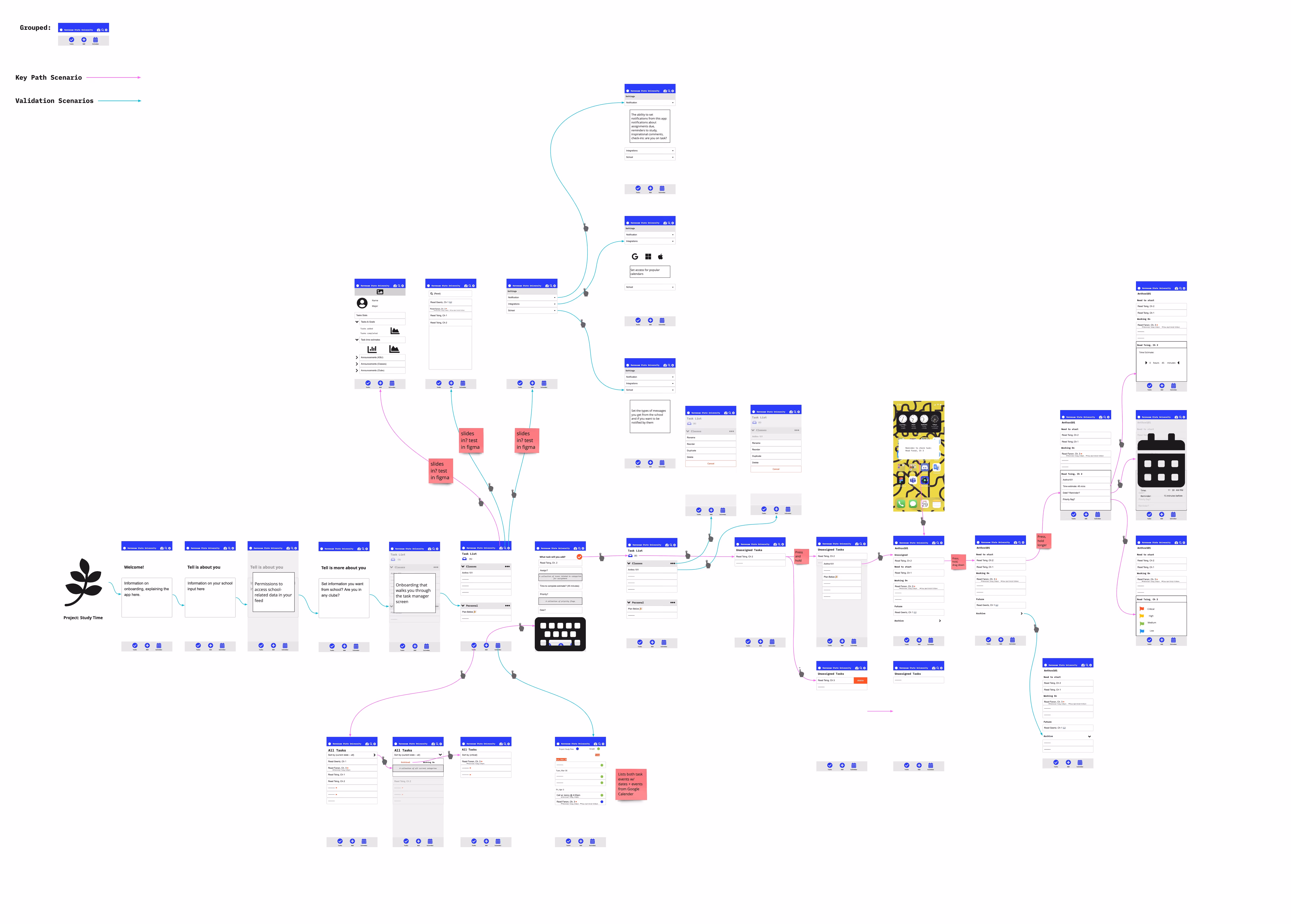 An image of a wireframe for Opus from Miro, a whiteboarding tool.