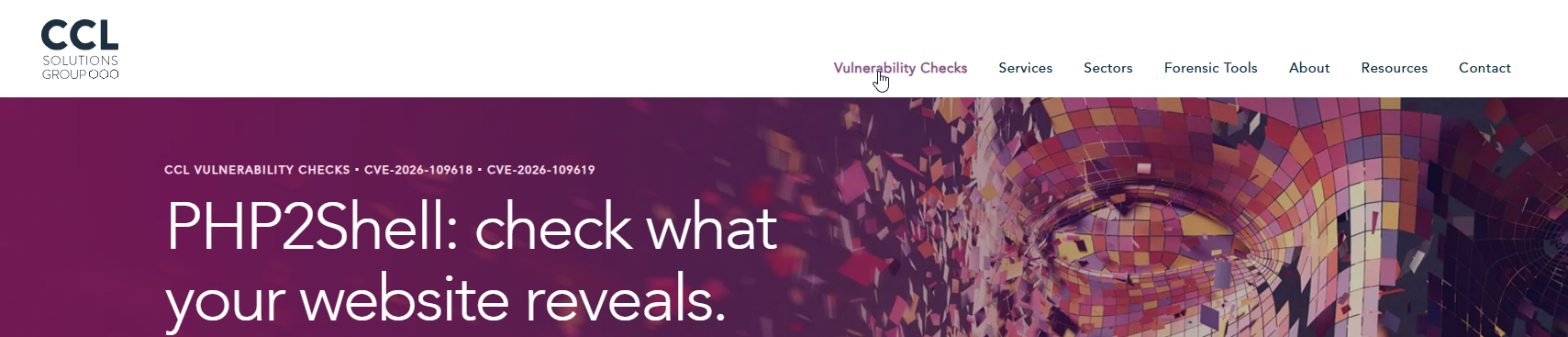 ‍CCL navigation with Vulnerability Checks open and PHP2Shell Check visible.