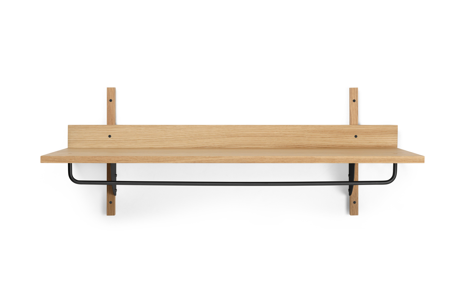 Sector Rack Shelf Natural Oak Black Brass