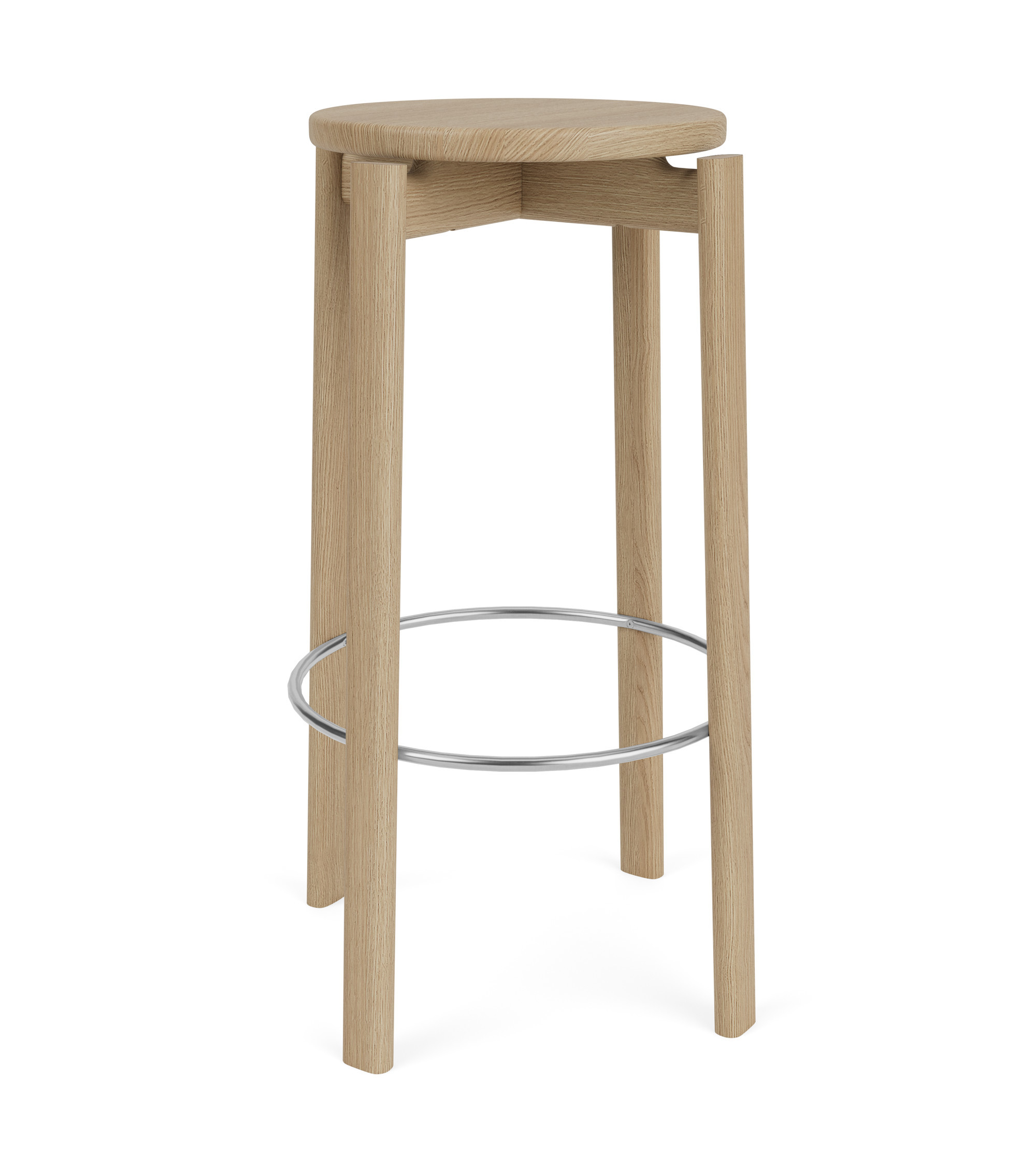 Passage Bar Stool Natural Oak Stainless Steel