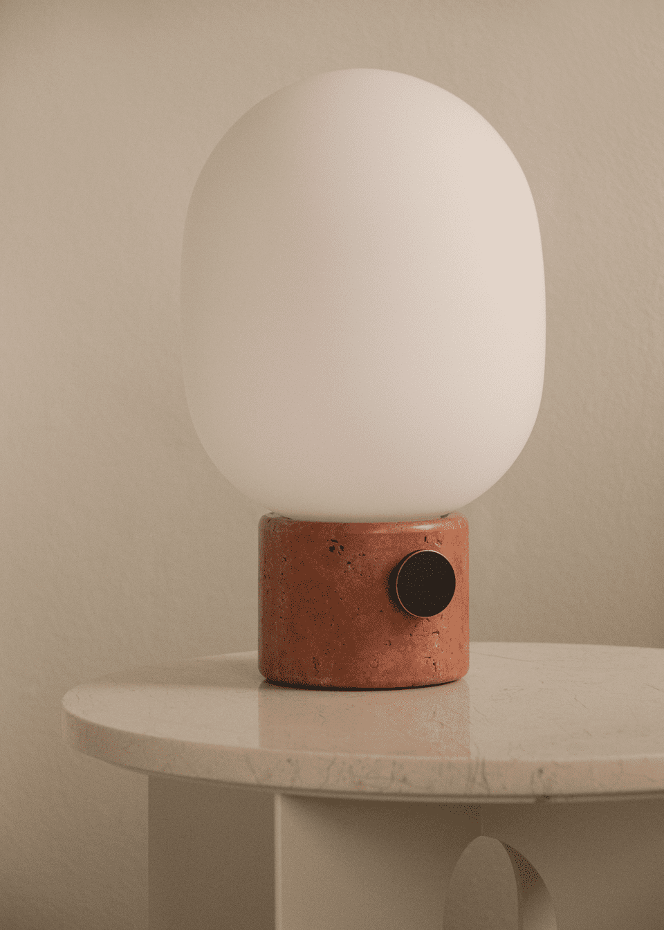 JWDA Table Lamp Large Red Travertine Stone