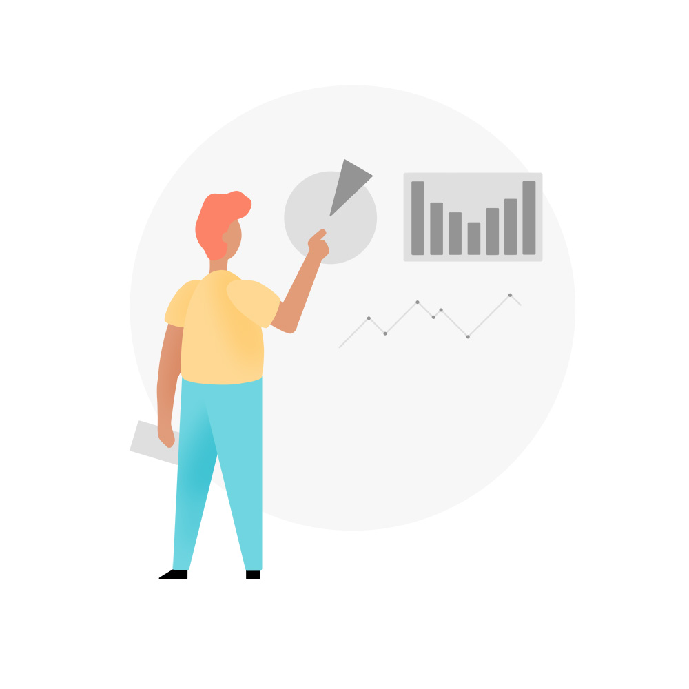 pointing to pie chart