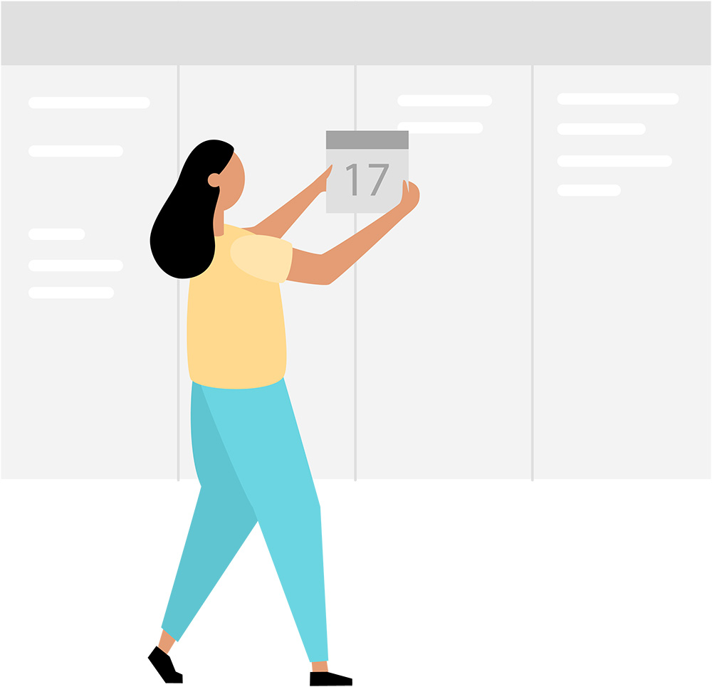 lady changing calendar