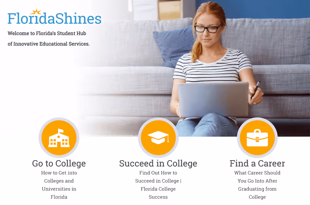 Screenshot of the FloridaShines website.