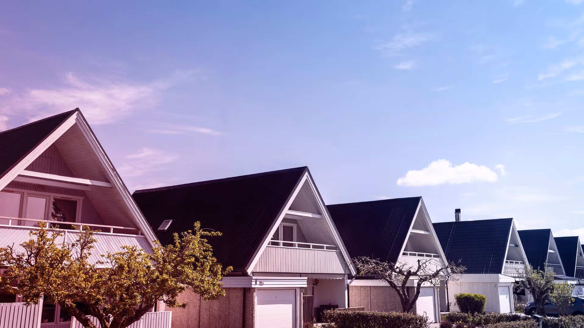 Een rij met recreatiewoningen