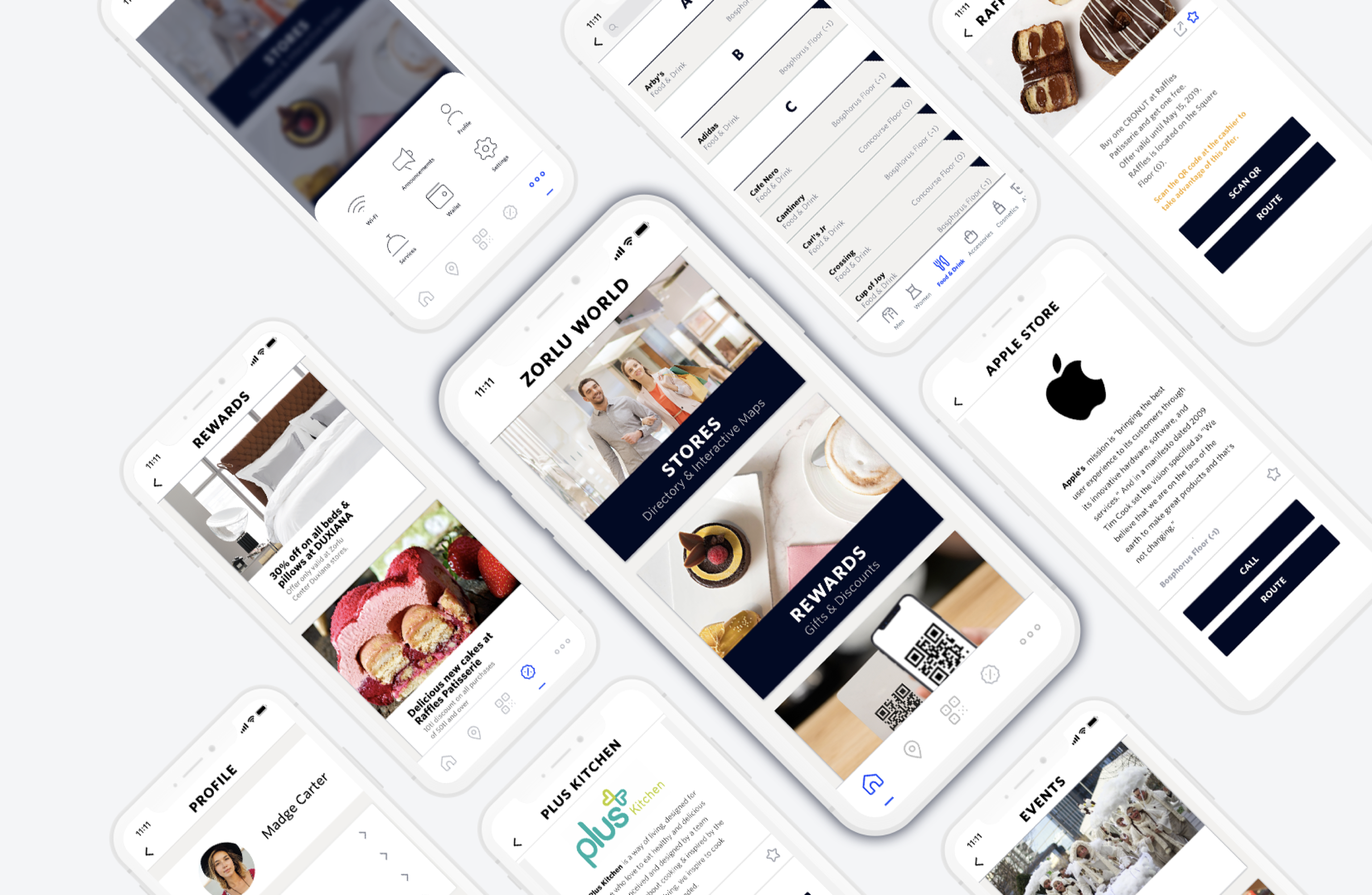 Mockups of Zorlu App for the App Store