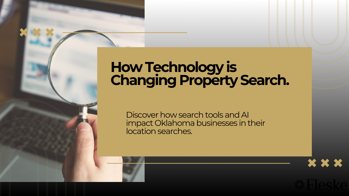 Commercial real estate technology concept showing a computer screen and digital property search tools, highlighting the continued value of brokers