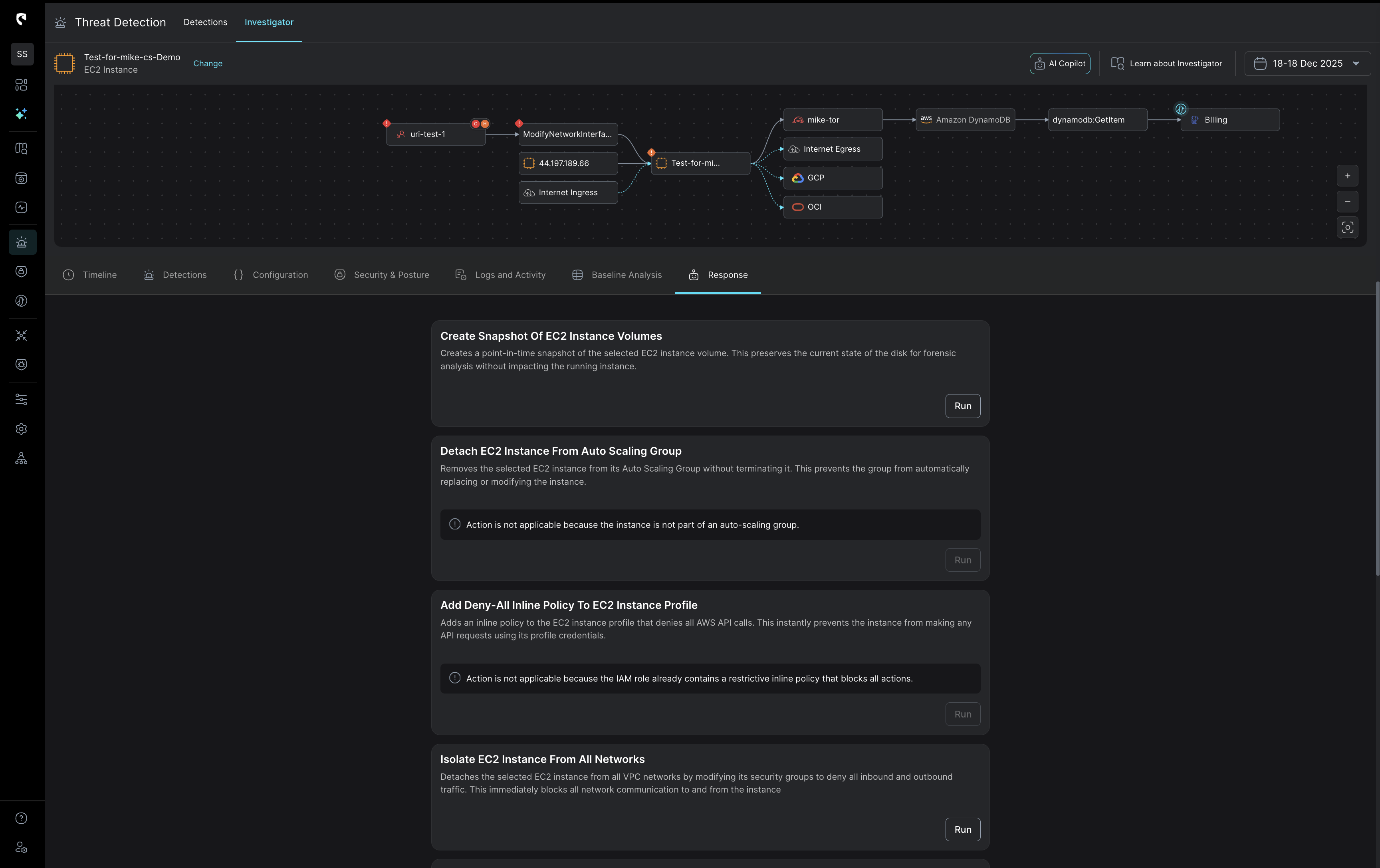 Threat response playbooks