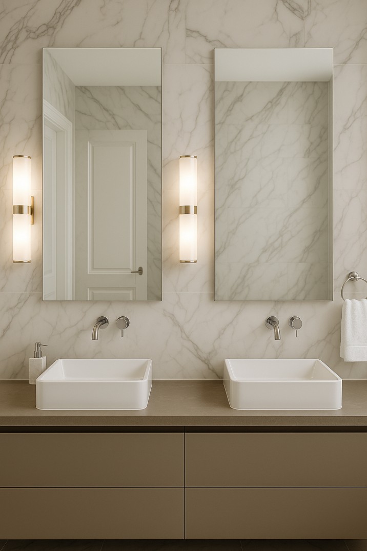 Double bathroom mirror