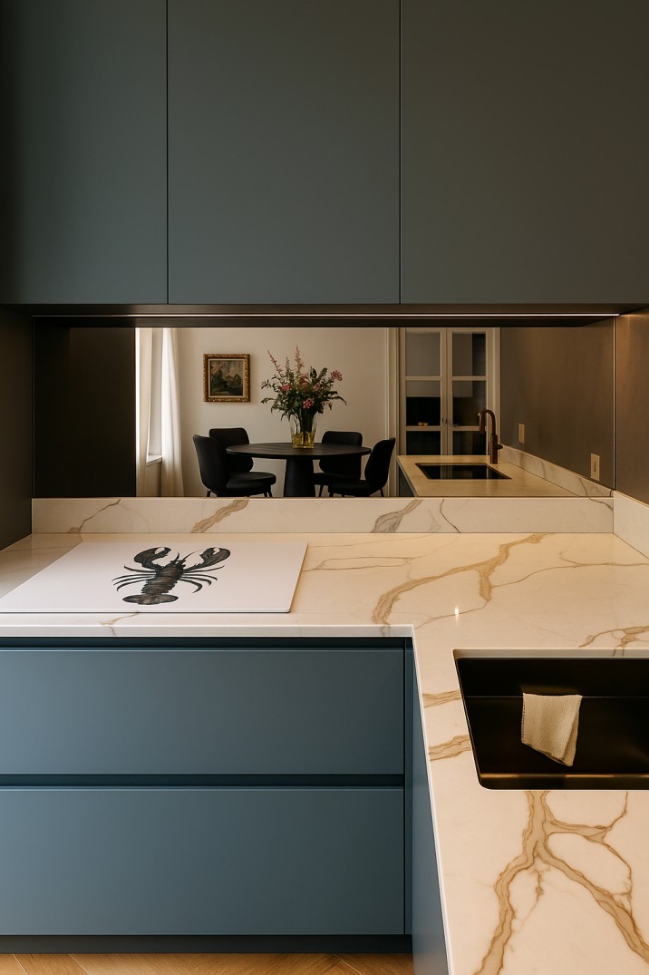 Mirror kitchen backsplash
