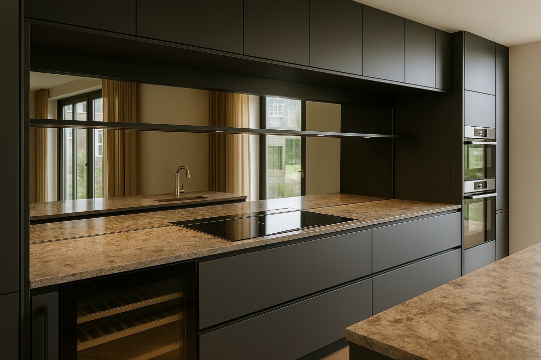 Kitchen back wall mirror