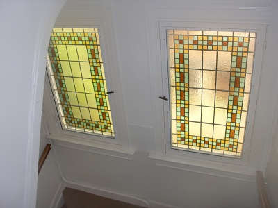 Glas in lood panelen trappengat
