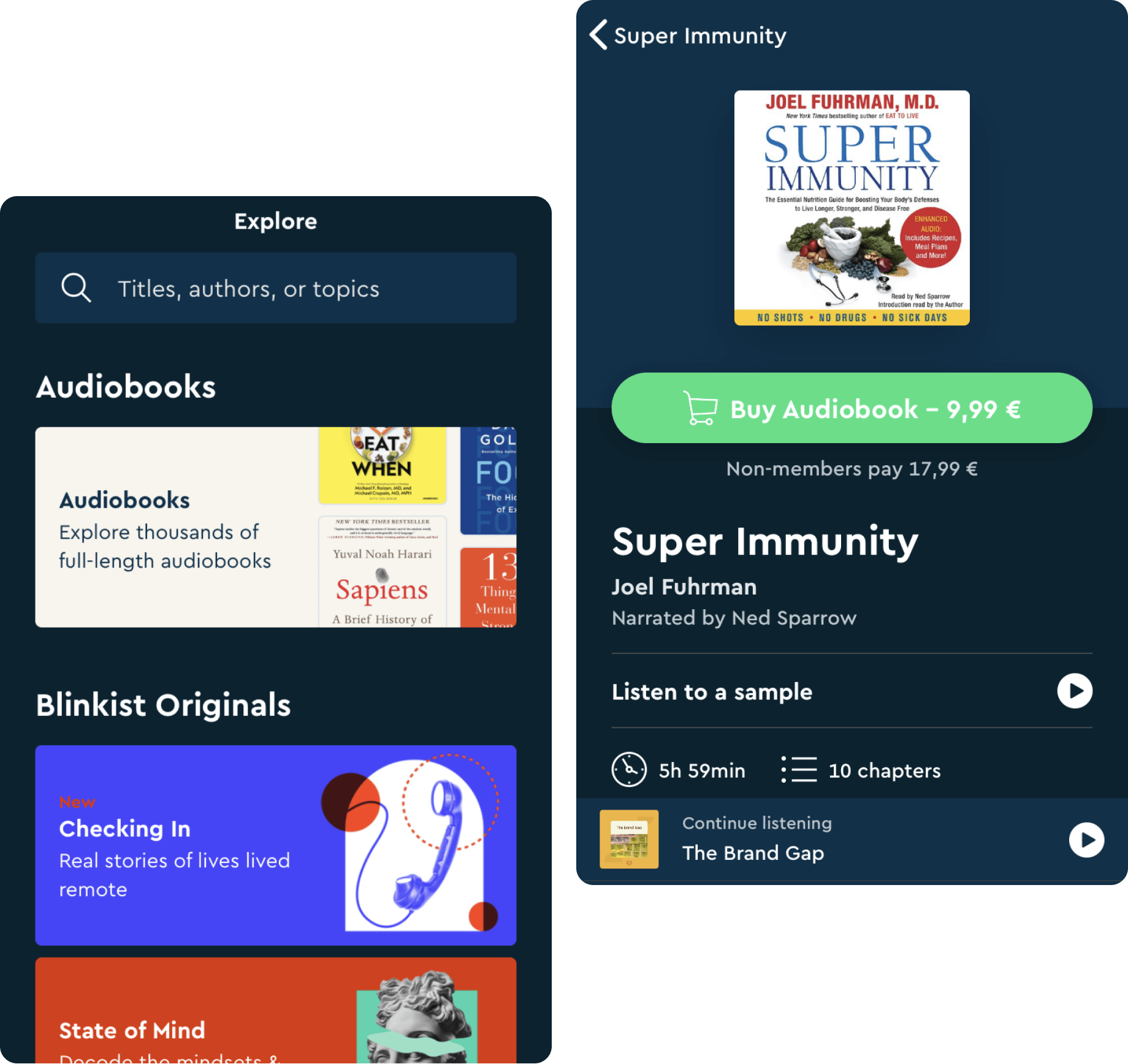 Audiobook screenshots (Blinkist)