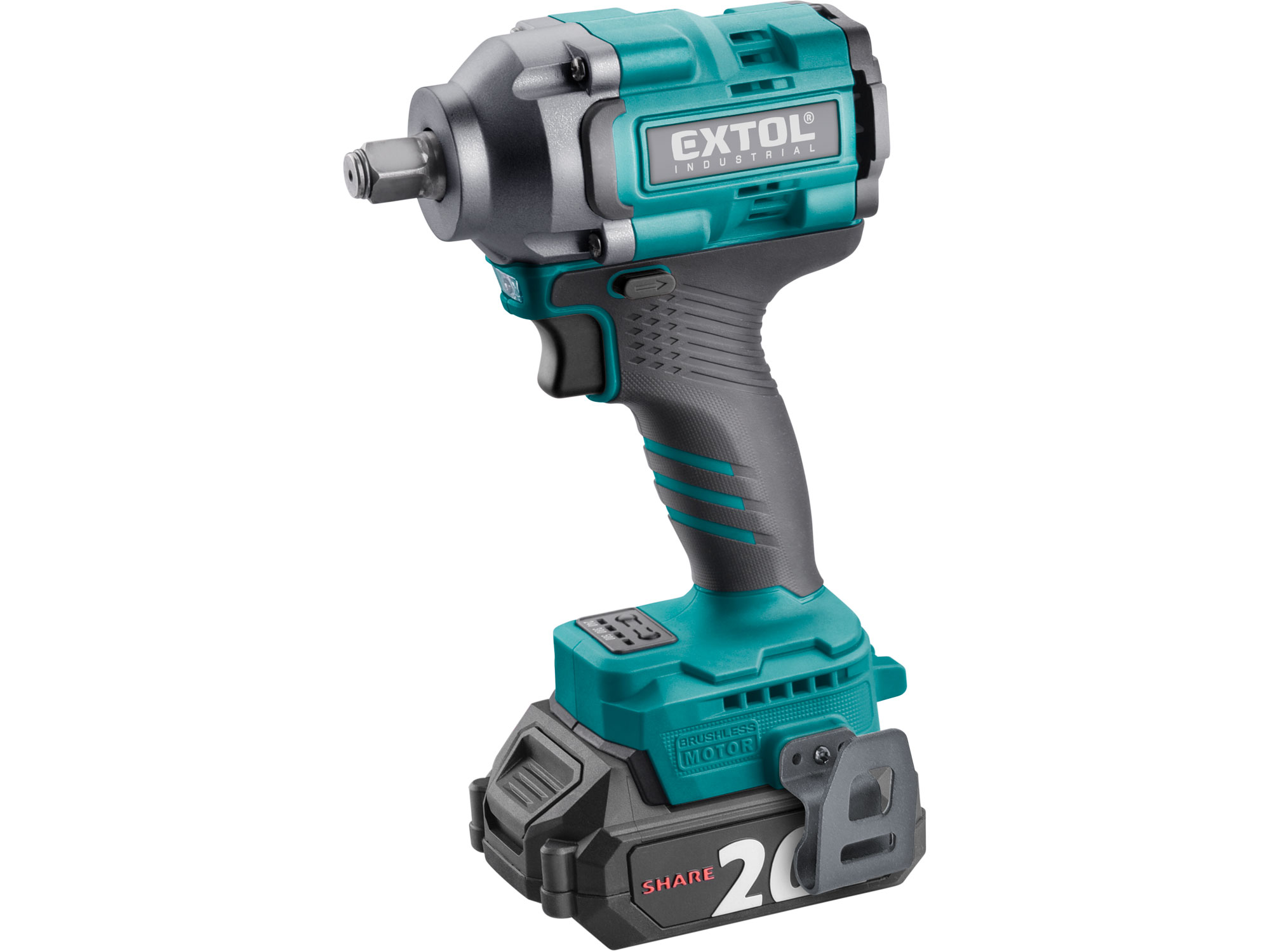 Impact wrench 1/2" cordless SHARE20V, 500Nm, BRUSHLESS, 2Ah