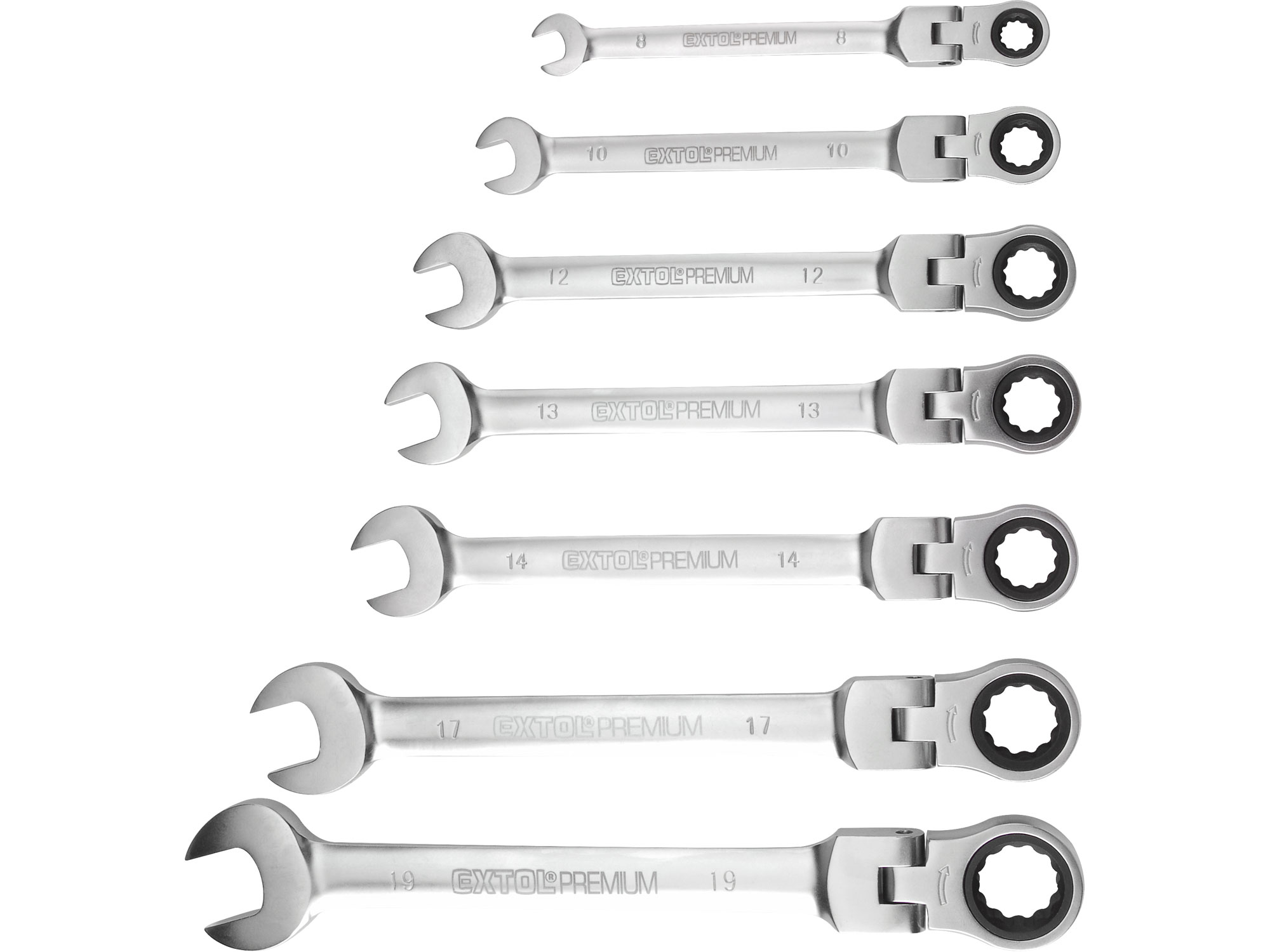flexible ratchet combination wrench, 7pcs set, 72 teeth
