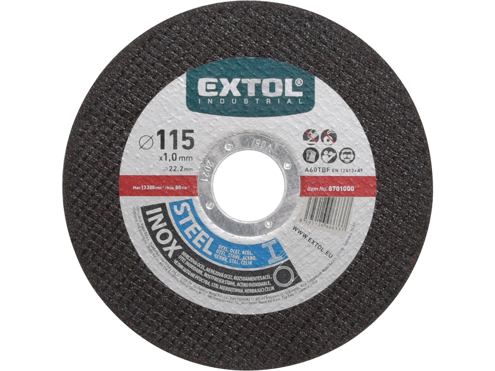 Cutting Disc for Steel/Stainless Steel, 115mm OD, 22.2mm ID, 1mm Thick