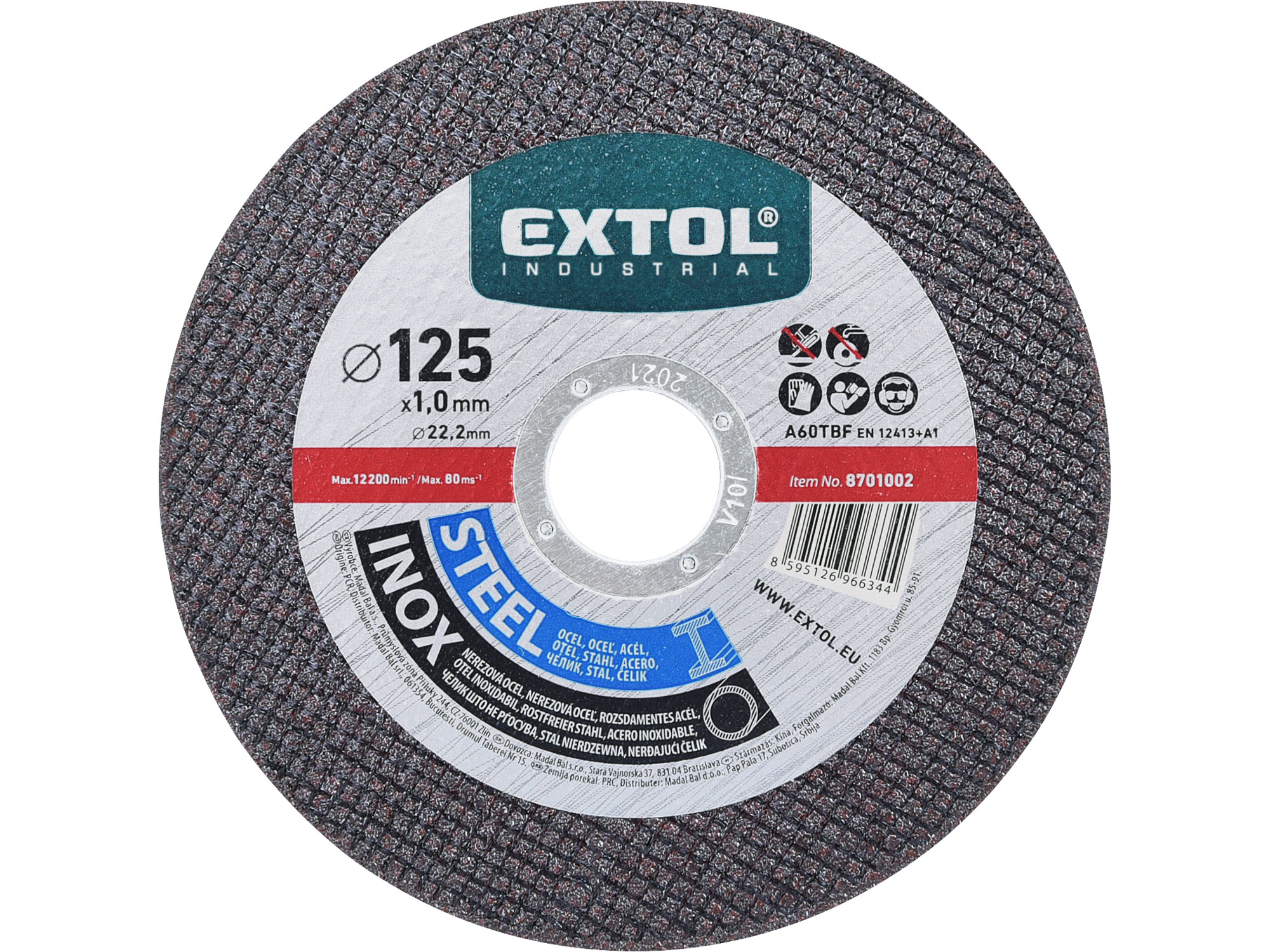 Cutting Disc for Steel/Stainless Steel, 125mm OD, 22.2mm ID, 1.0mm Thick