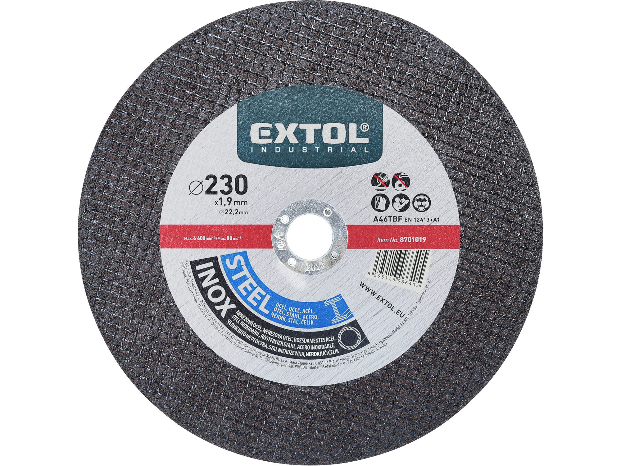Cutting Disc for Steel/Stainless Steel, 230mm OD, 22.2mm ID, 1.9mm Thick