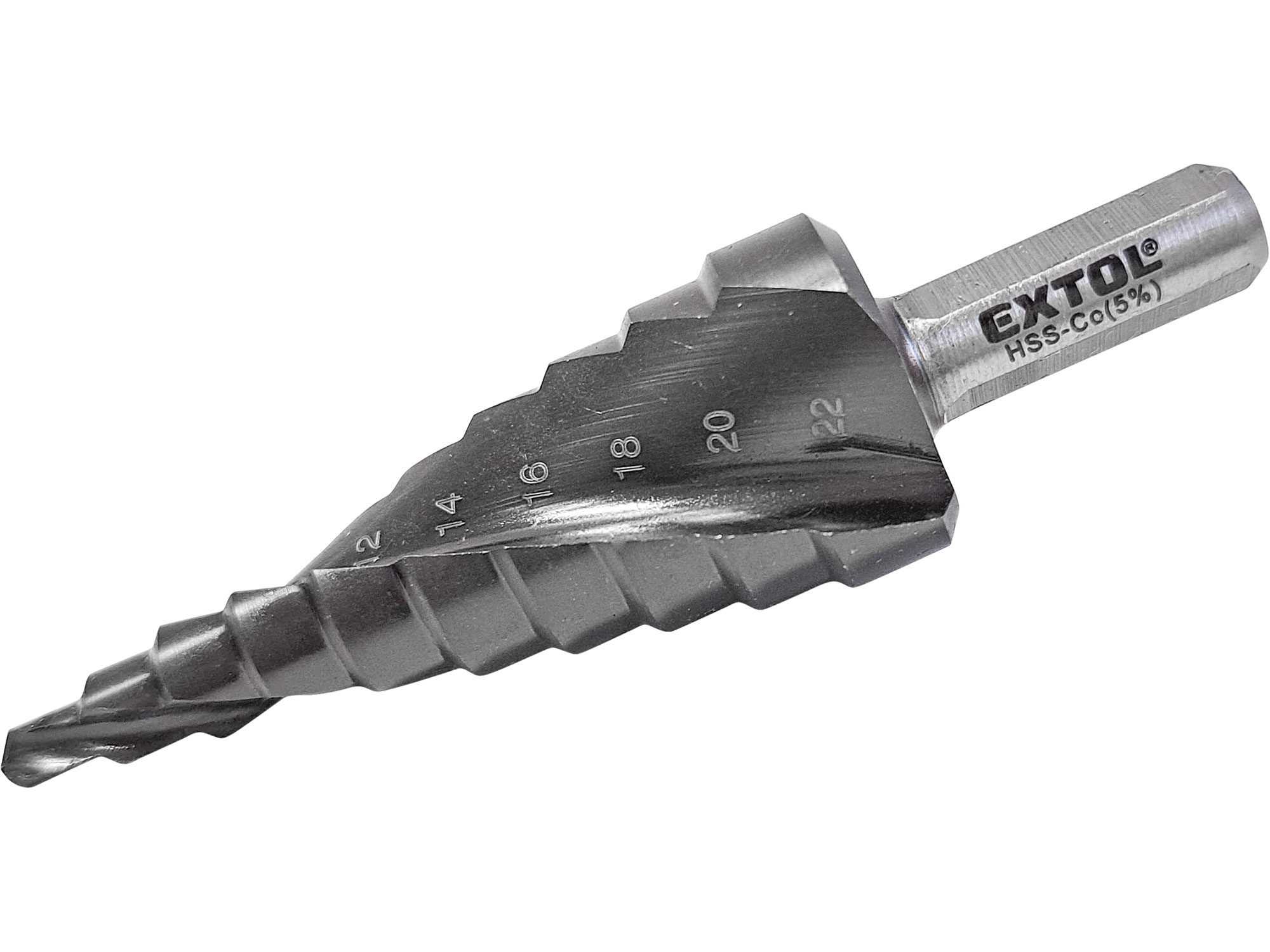 Step Drill with Chip Ejector, 4-22mm in 2mm increments, HSS-Co
