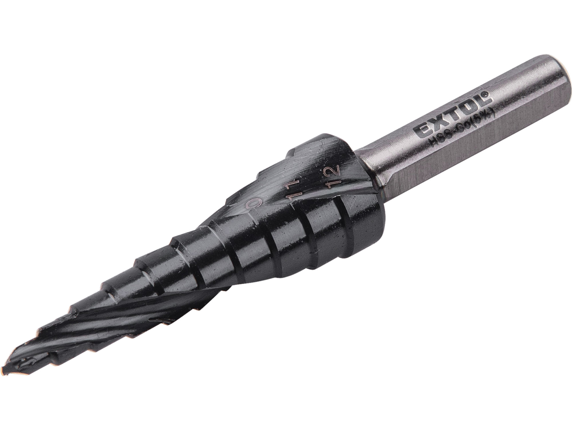 Step Drill with Spiral Chip Ejector, HSS-Co, O 3-12mm in1mm increments