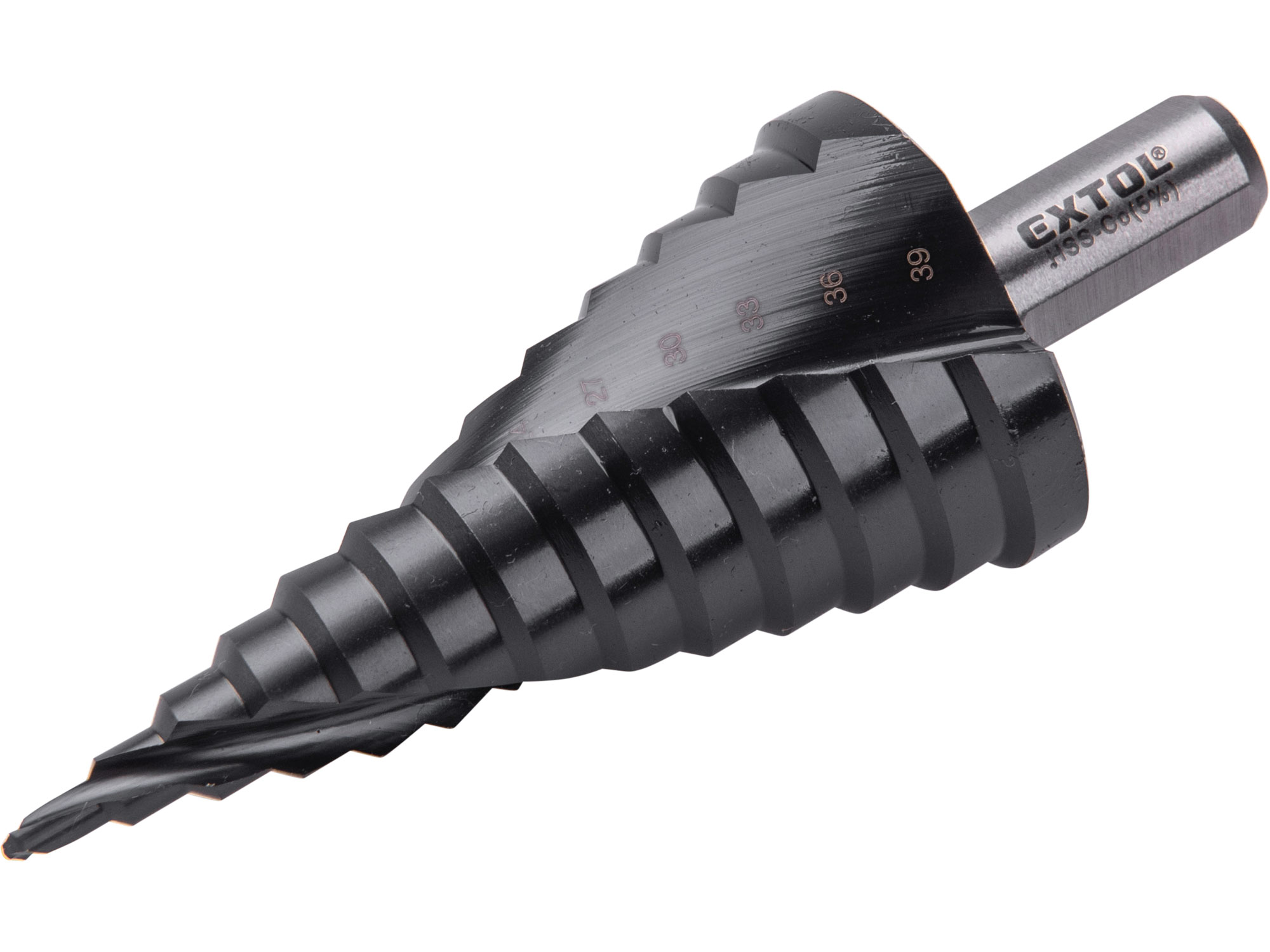 Step Drill with Spiral Ejector, M2-HSS, O 4-39mm in 3mm increments