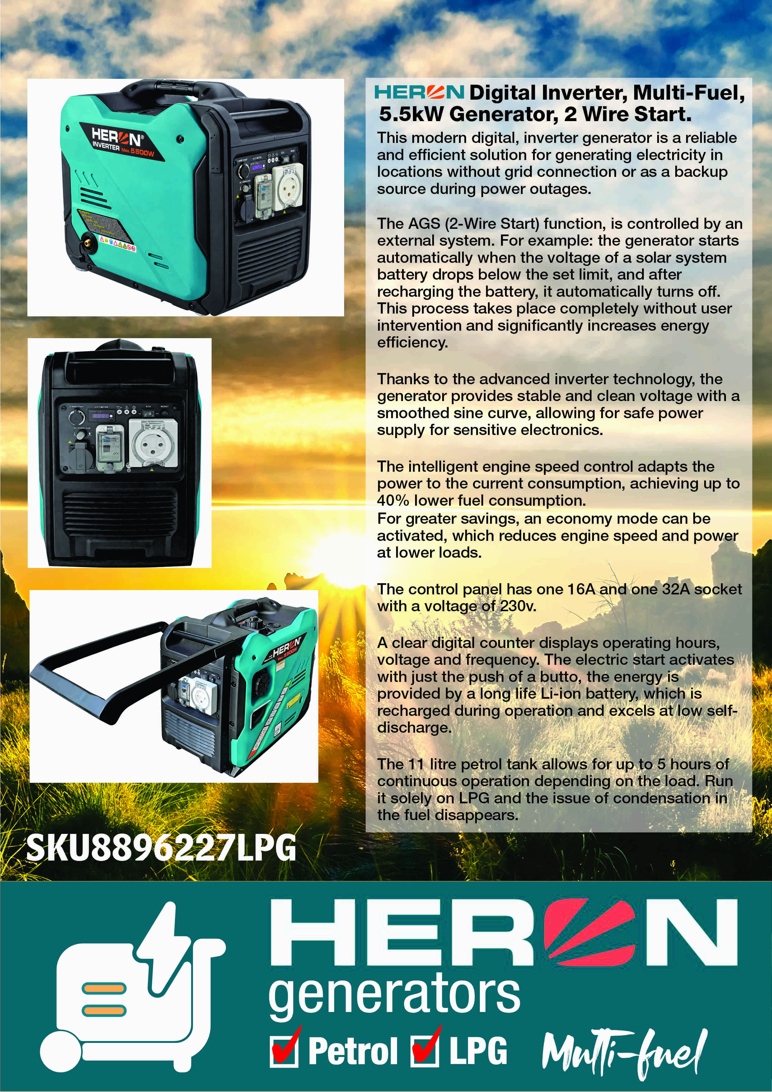 Our newest multi-fuel Heron generator is here, featuring 2-Wire start capacity.