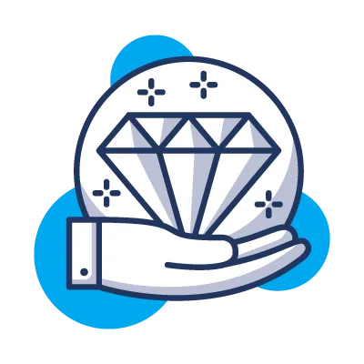 A blue circle with a diamond in the center.