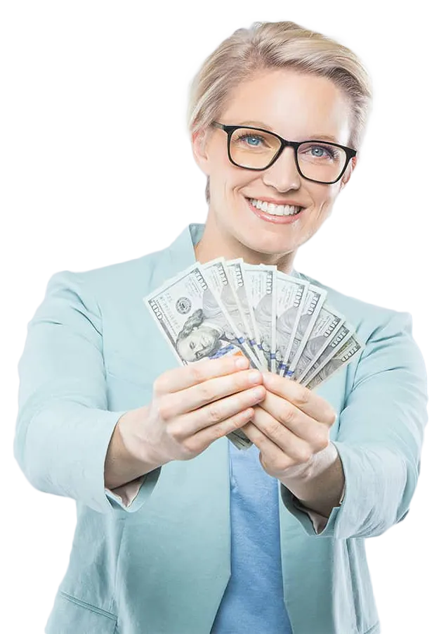 Money Muscle Founder, Ashley Shepherd, holding cash