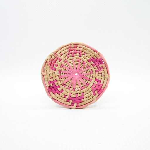 dessous de plat en raphia rose 
