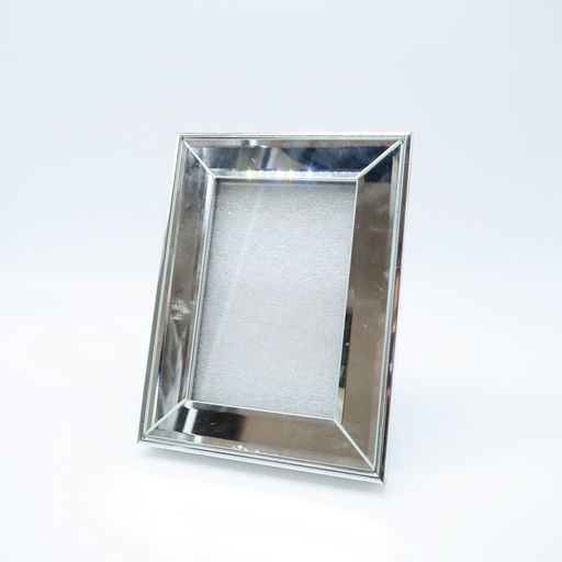cadre à poser large argenté et miroir (10x15)