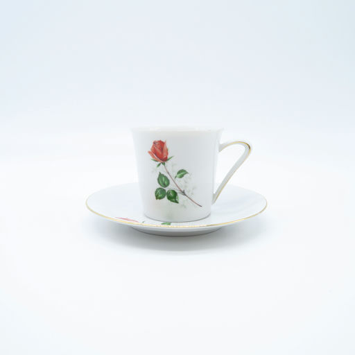 tasse et sous-tasse dessin de rose et liseré doré 