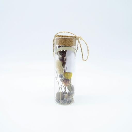 tube en verre avec plantes séchées