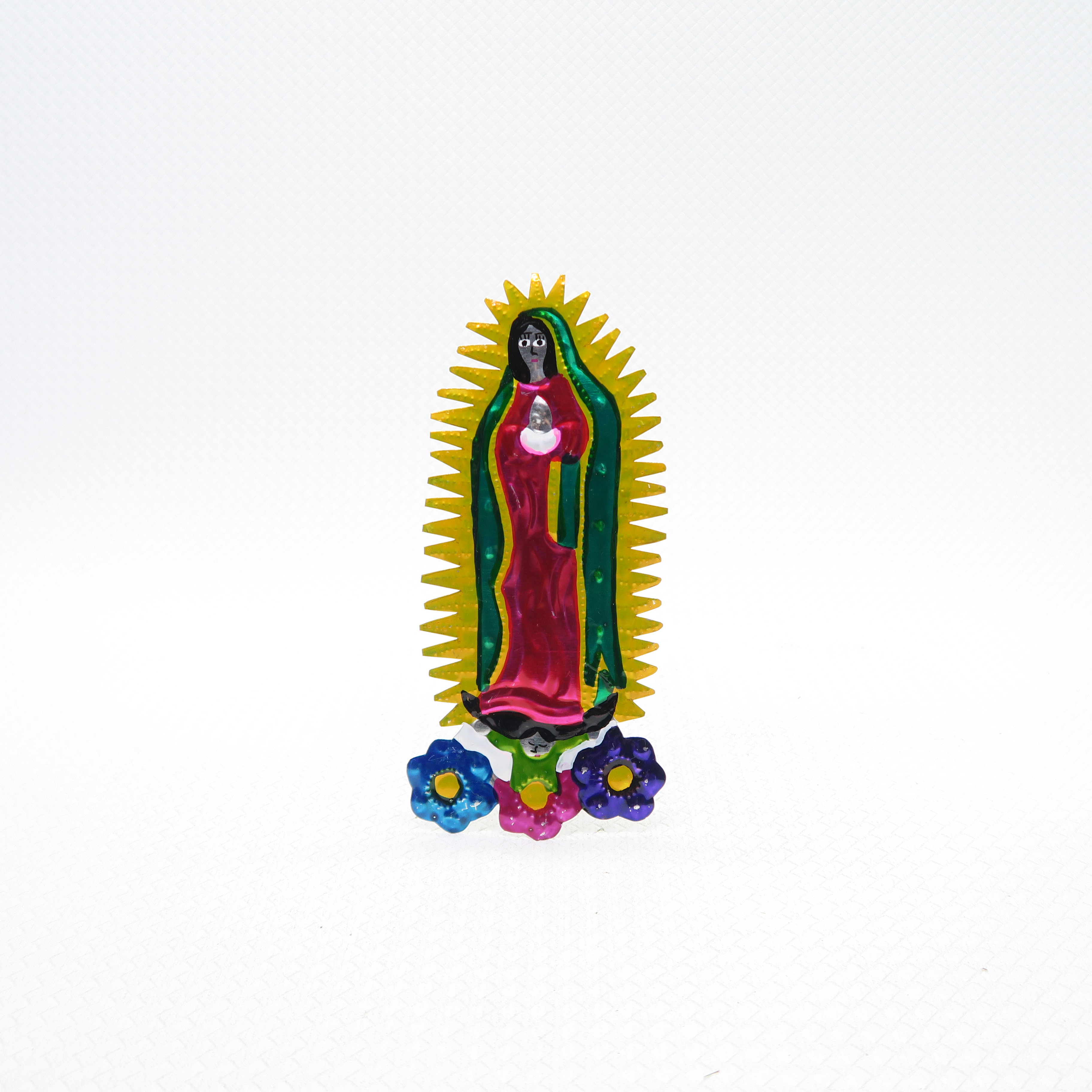 vierge de guadalupe en métal, artisanat mexicain 