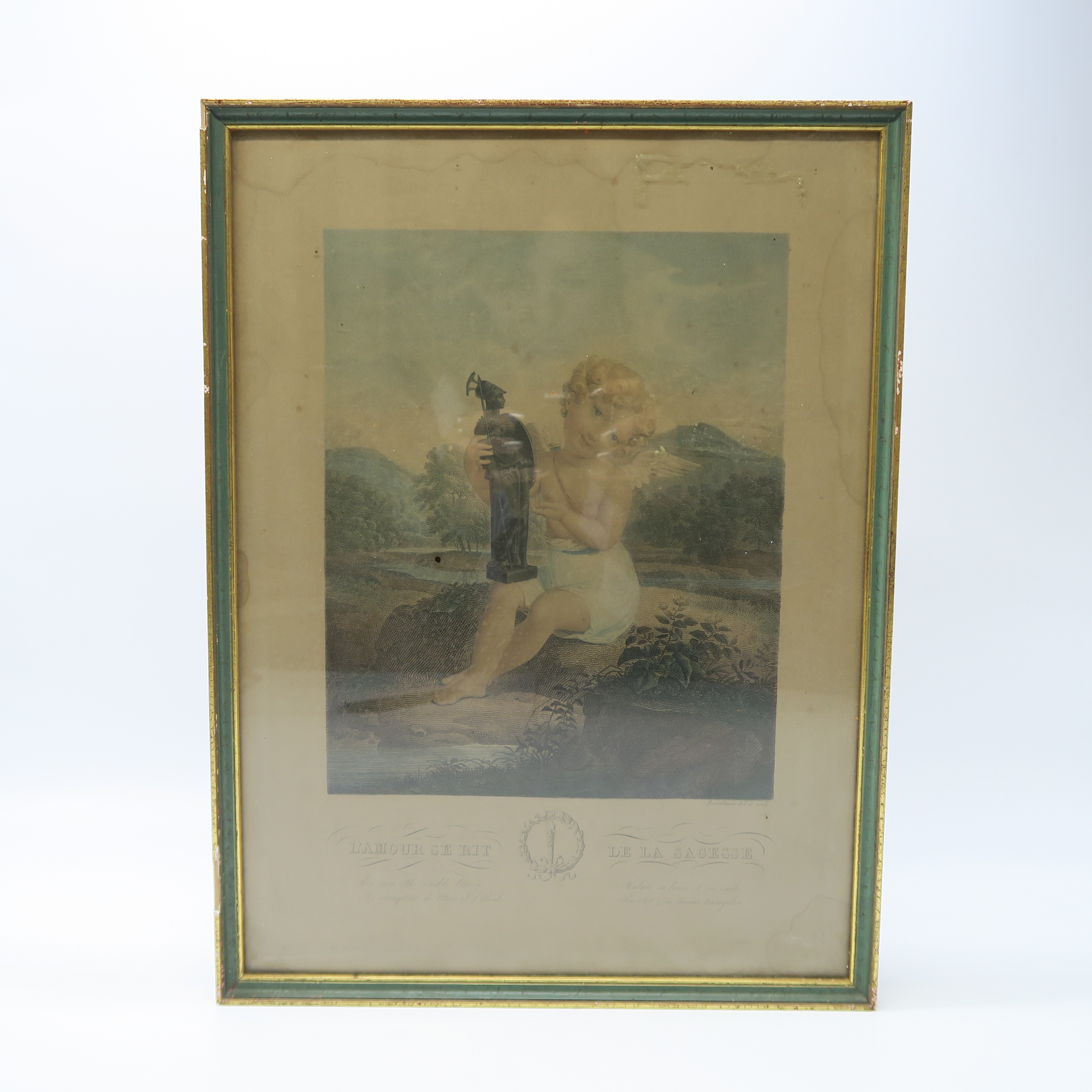 cadre avec impression d'un ange 'l'amour se rit de la sagesse' 