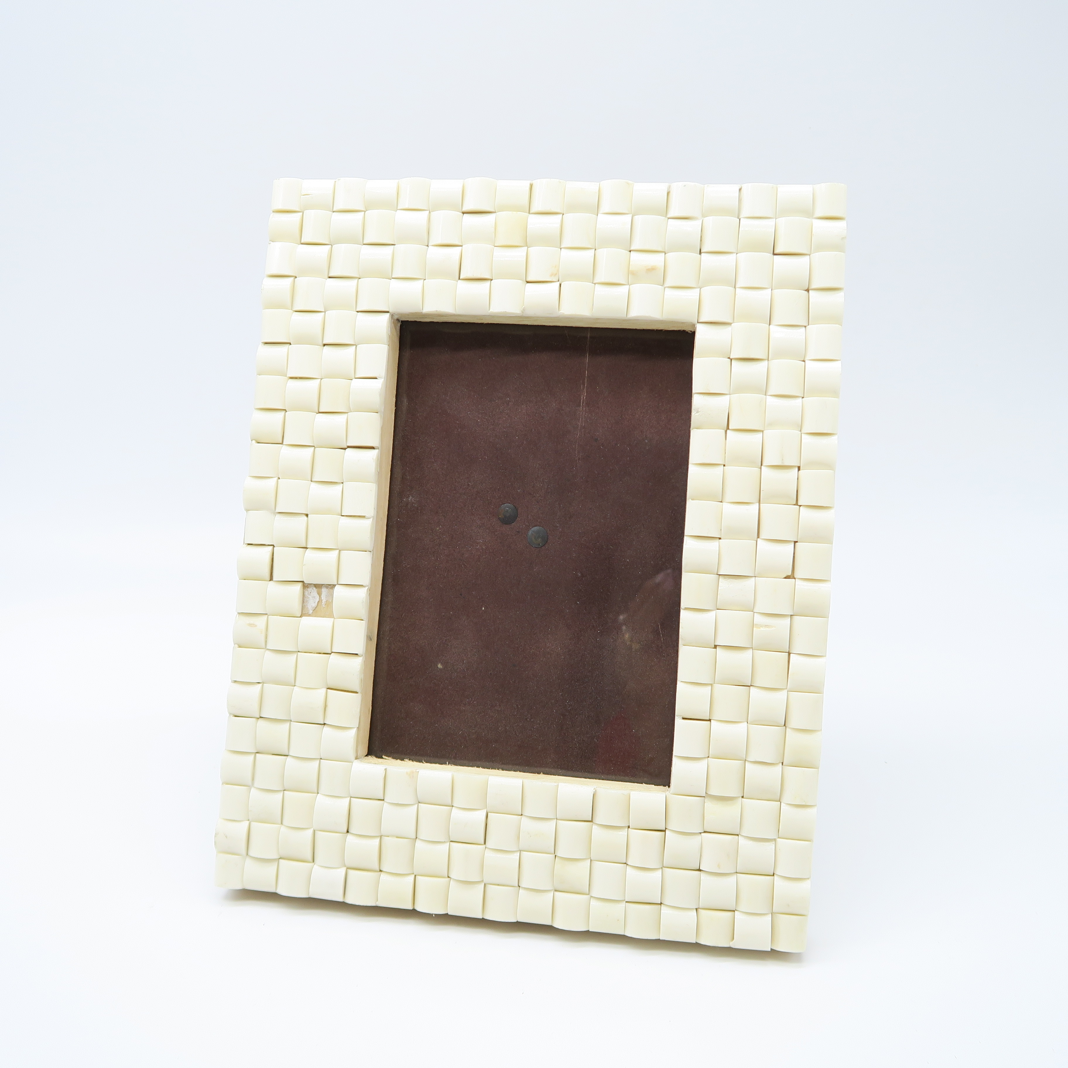 cadre à poser à petits carreaux crème (13x18)