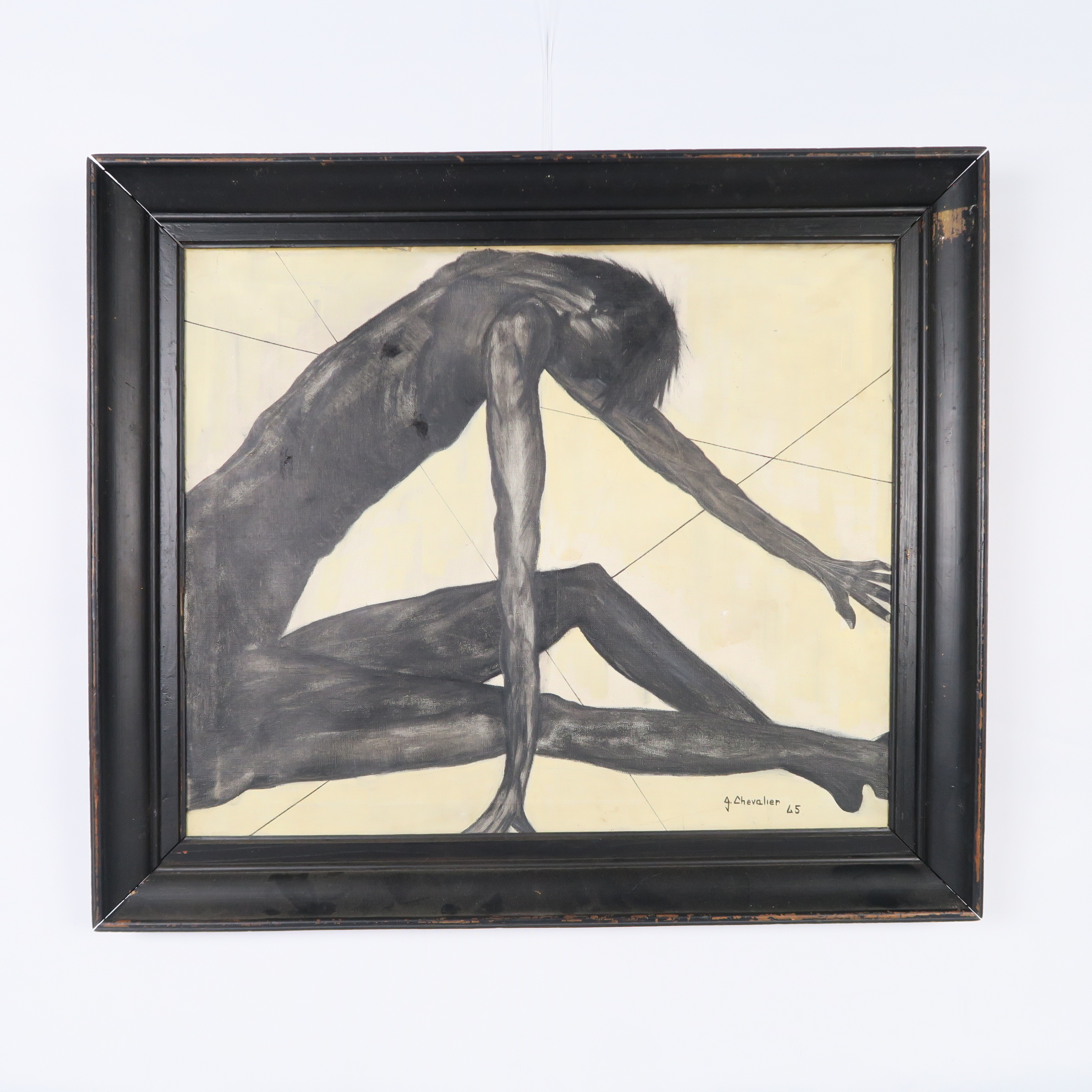 peinture nu assis noir