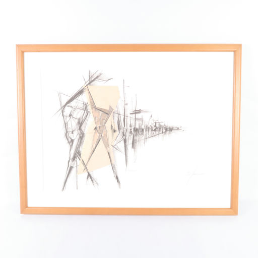 cadre en bois et dessin abstrait (sans verre) 