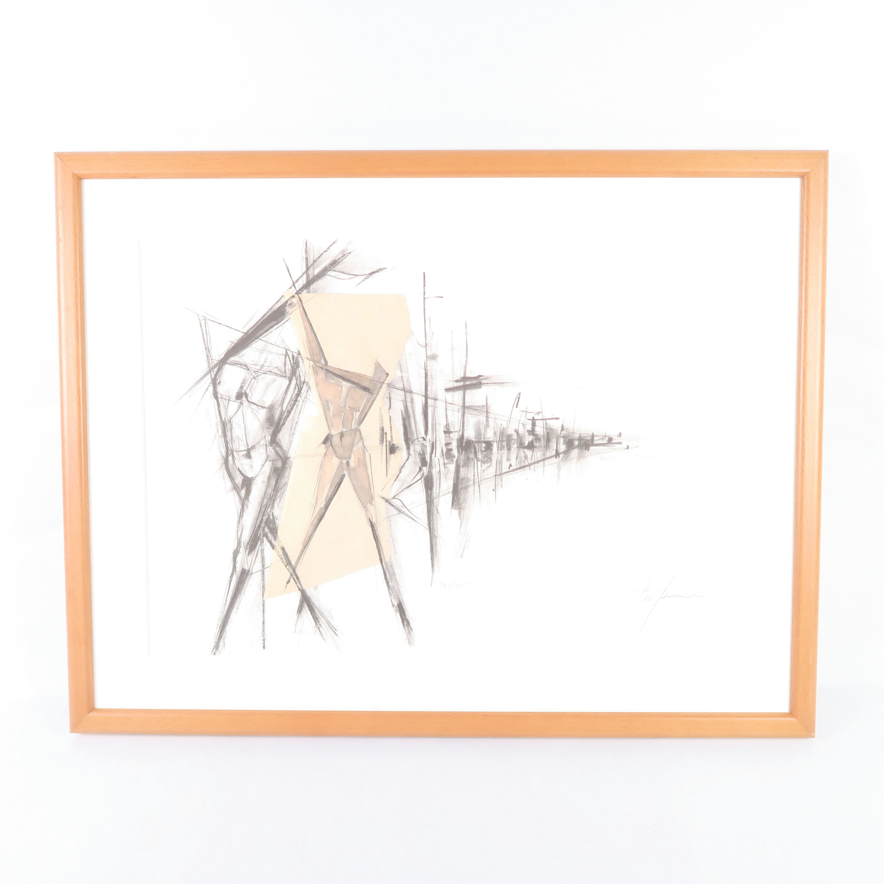 cadre en bois et dessin abstrait (sans verre) 