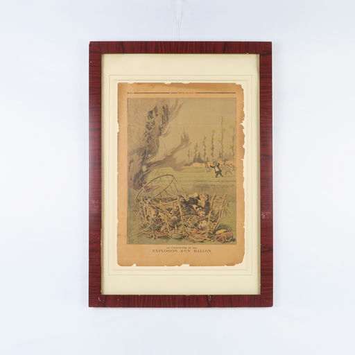 lithographie illustrant l'explosion d'un ballon 