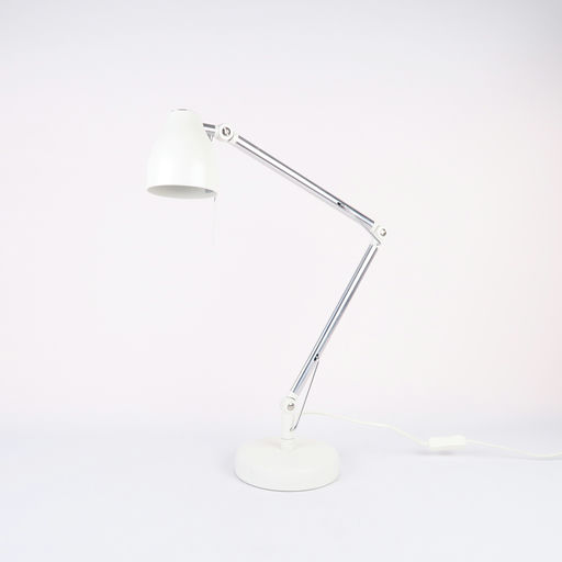lampe de bureau ajustable blanche et argentée