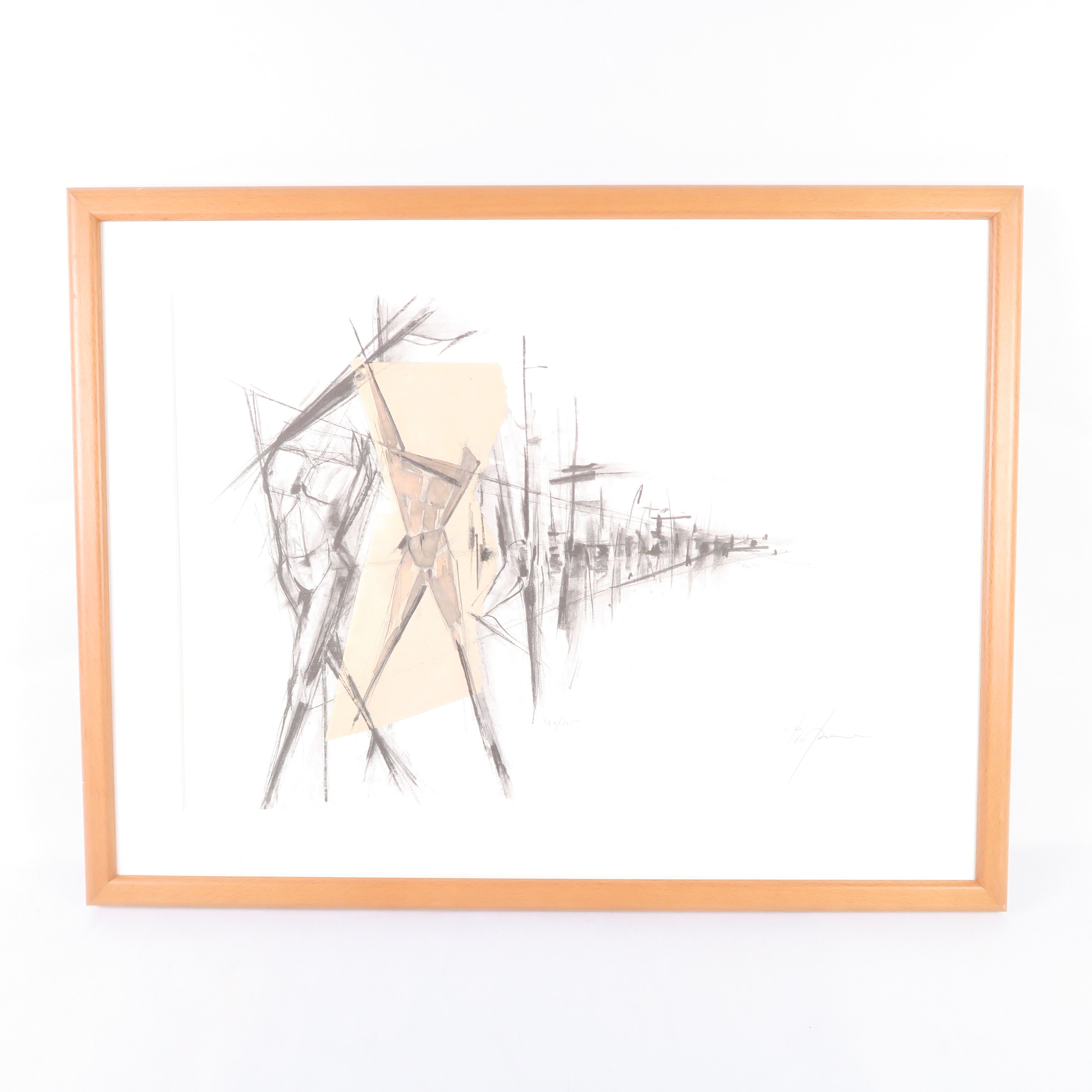 cadre en bois et dessin abstrait (sans verre) 