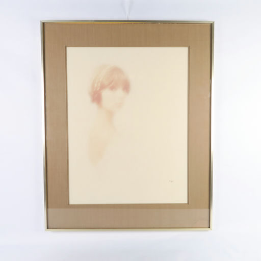 cadre argenté et photographie jeune femme 'bert andré' 