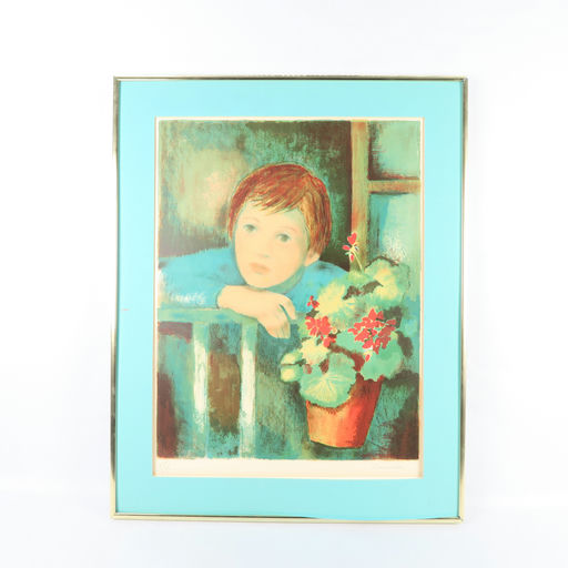 cadre doré lithographie jeune enfant 'angelina lavernia'