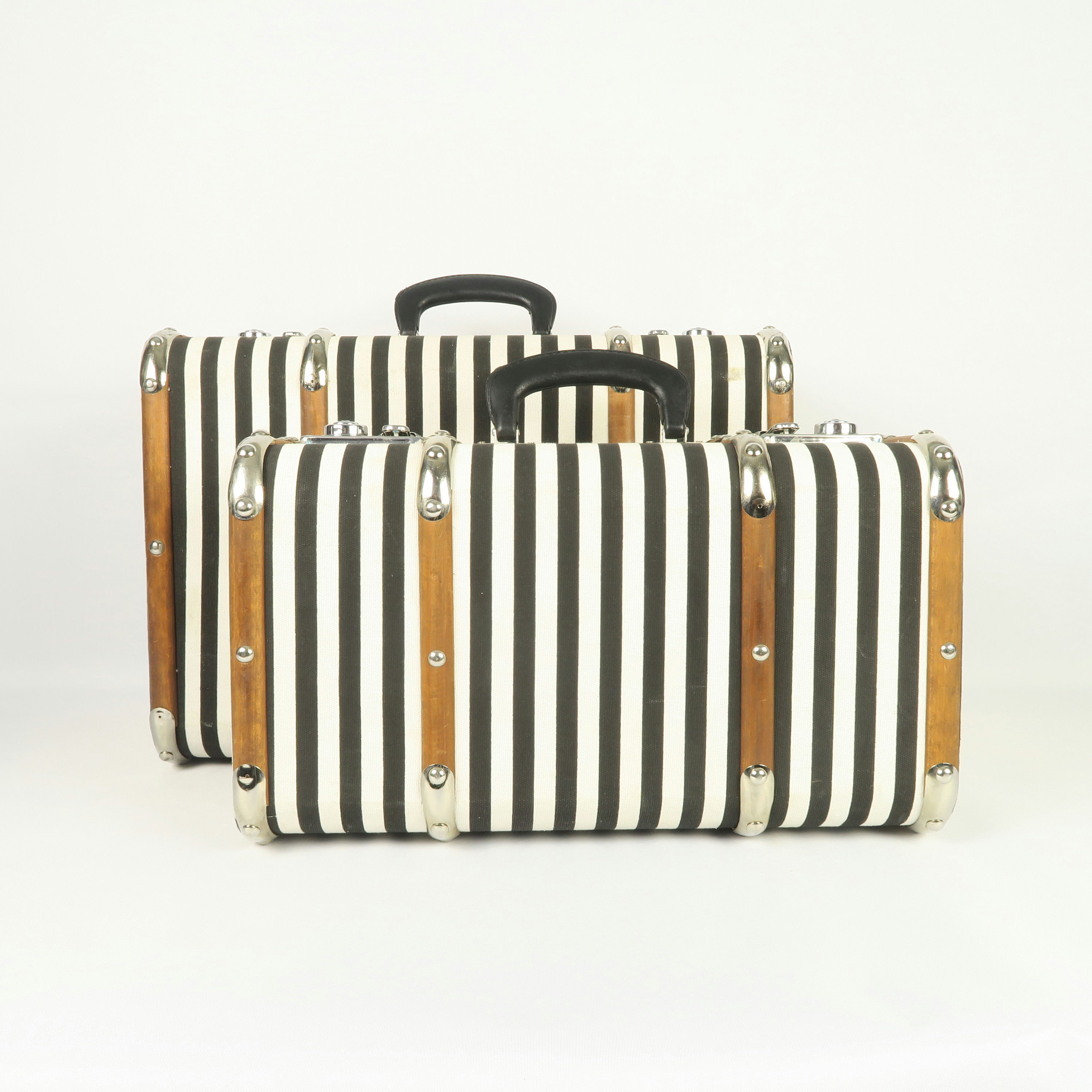 duo de valises en bois à rayures (deux tailles) 