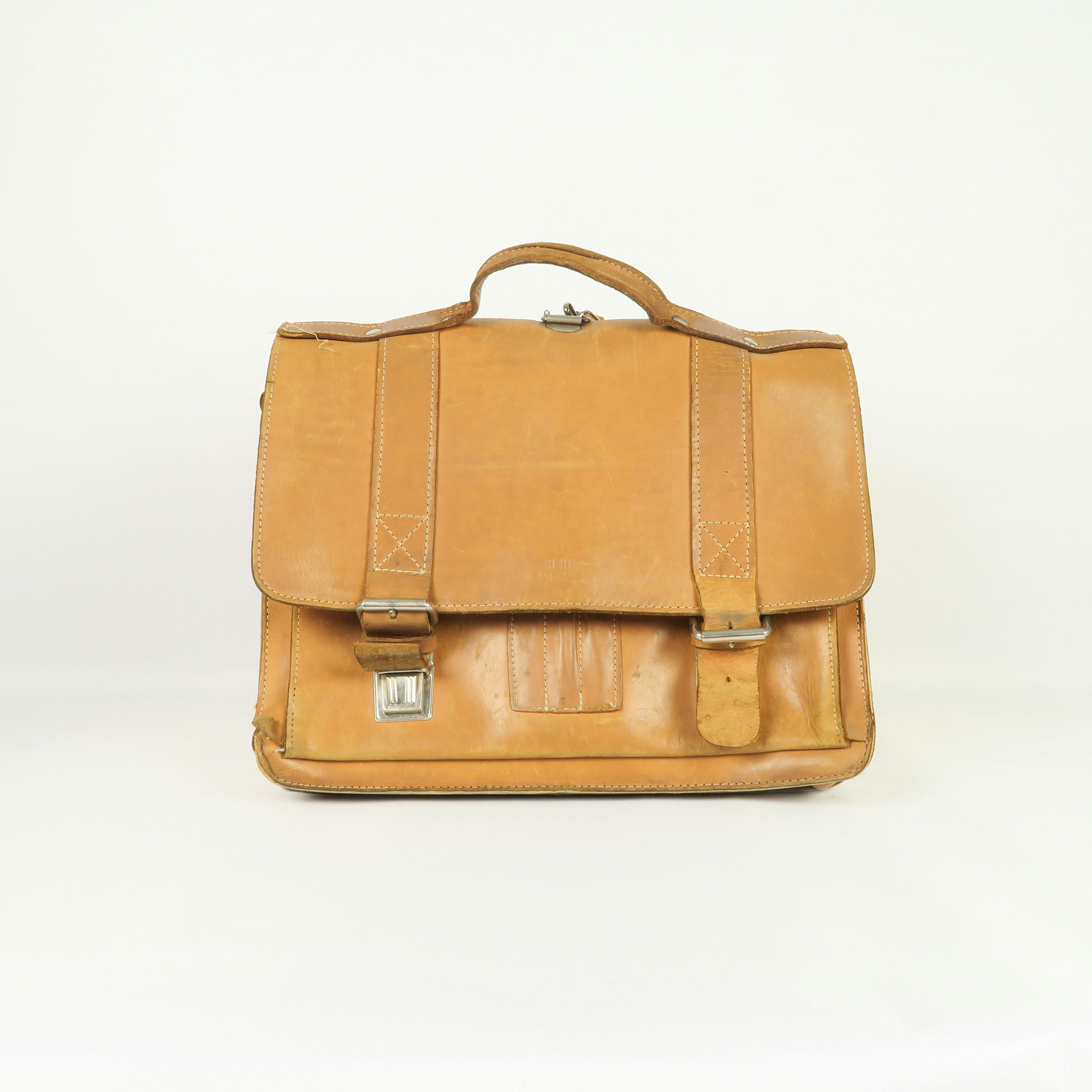 sac à dos / cartable en cuir camel 