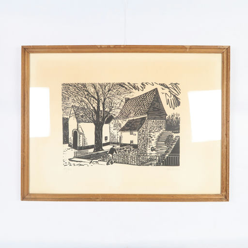 cadre avec lithographie noir et blanc 'wilchar'