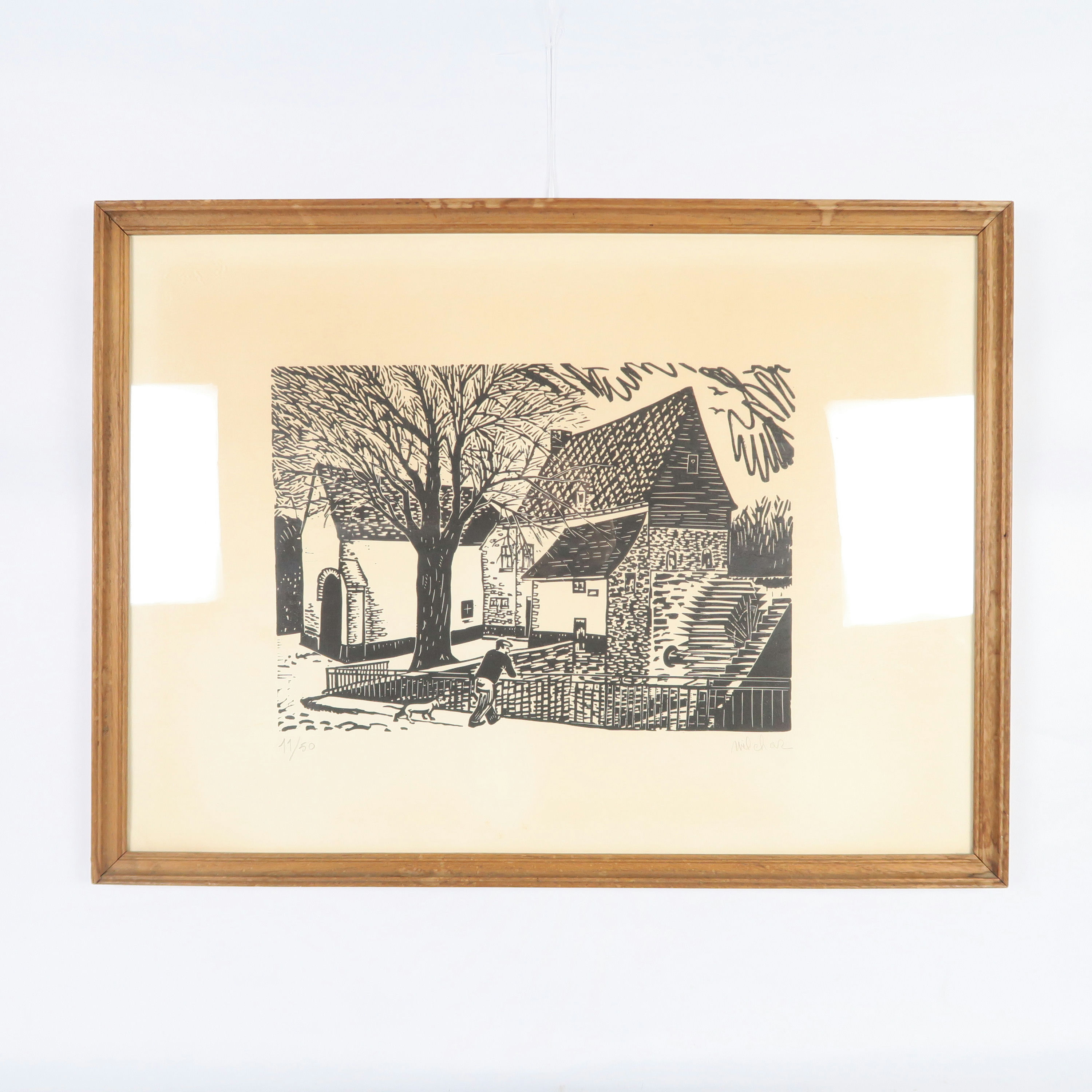 cadre avec lithographie noir et blanc 'wilchar'