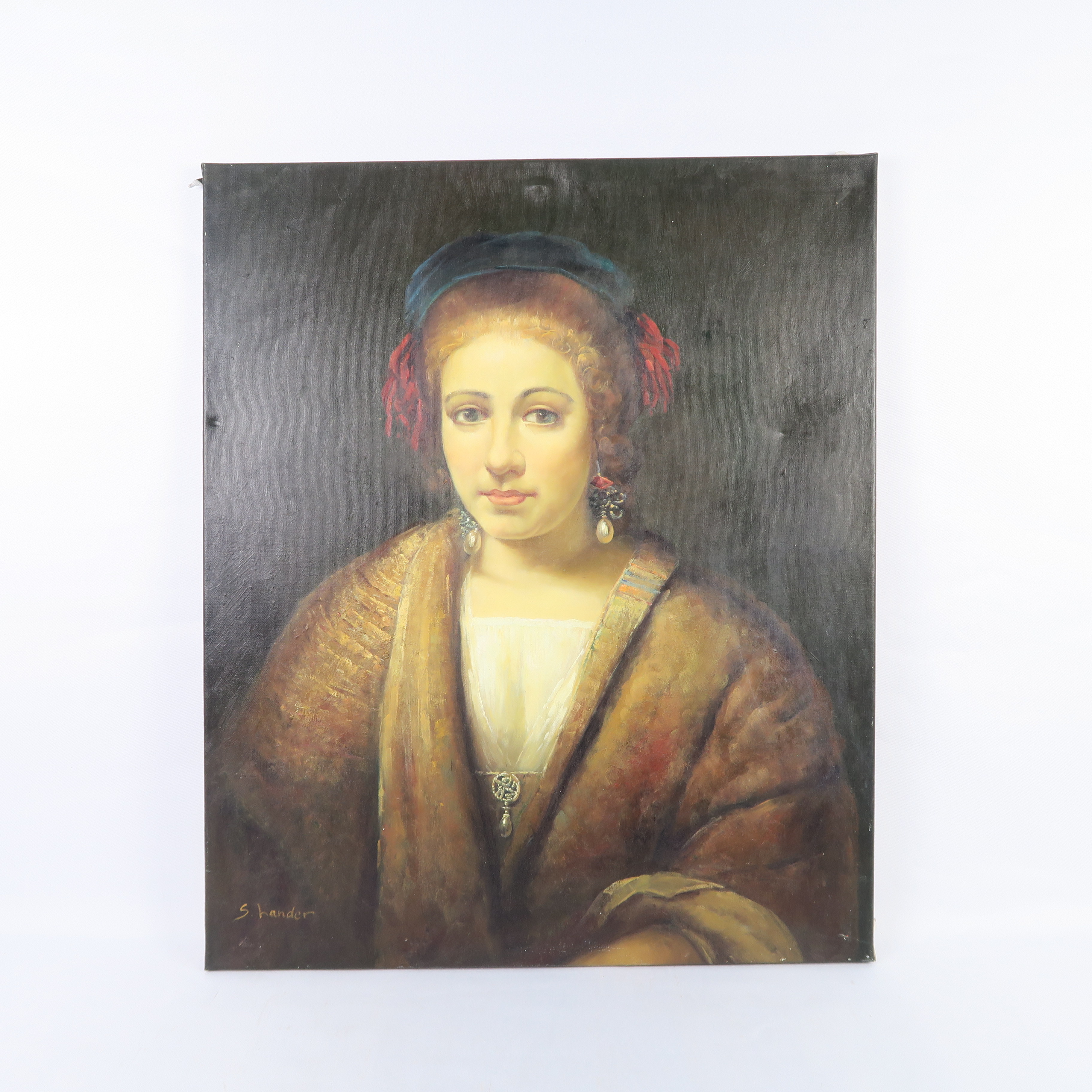 peinture portrait ancien d'une femme 's. hander'
